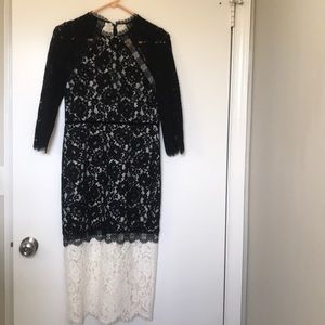 Alexis black white lace formal dress